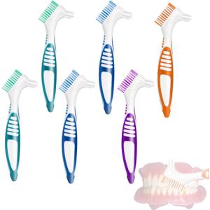 Denture Brush 6Pcs Denture Toothbrushes,Denture Cleaning Care Cleaning Brush,Double Sided Toothbrush for Denture Cleaning Care