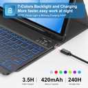 Supveco Keyboard Case for Samsung Galaxy Tab A11+ Plus 11 inch 2026 Model (SM-X230/X236/X238)-7 Color Backlight Wireless Detachable Folio Keyboard Cover with S Pen Holder, Notebook, Black