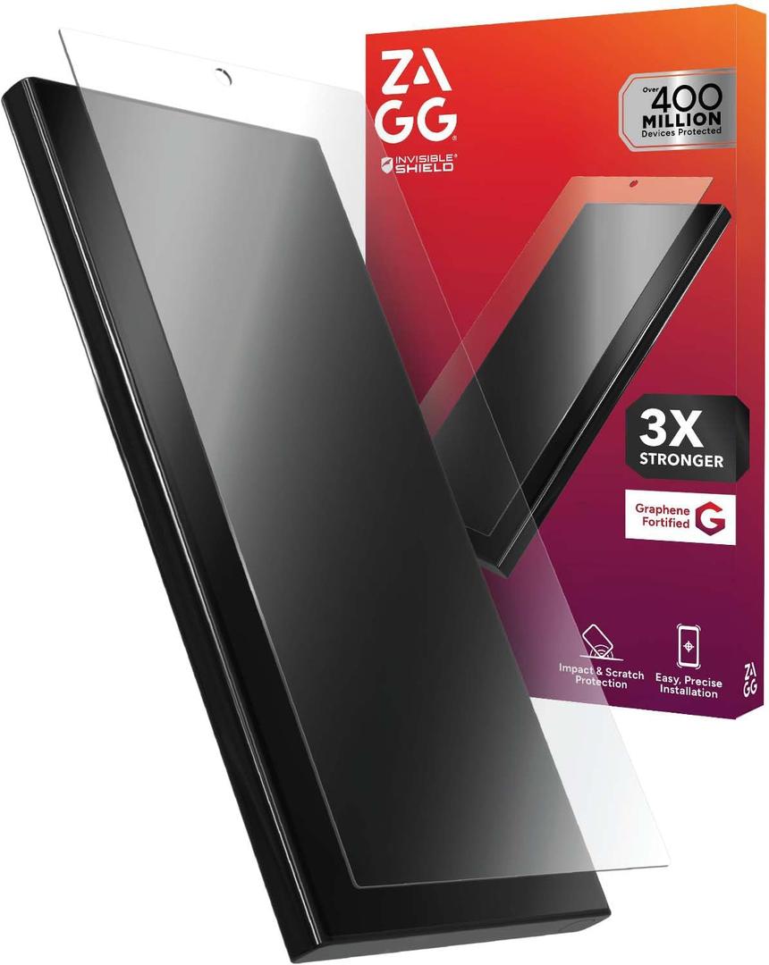 ZAGG Glass+ Samsung Galaxy S25 Ultra Screen Protector  Extreme Impact & Shatter Protection, Scratch-Resistant, Smudge-Resistant, Fingerprint Scanner Compatible, InvisibleShield, Easy Installation