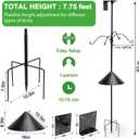 Bird Feeder Pole,Bird House Pole Mount Kit with Squirrel Proof Baffle for Bird Watching Buddy Pole,93 Inch Adjustable Mounting Support Stand for Outdoors