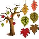 Jetec 24 Pcs Thanksgiving Wooden Ornaments for Tree Fall Maple Leaves Ornaments Wood Hanging Crafts Autumn Hanging Decorations for Thanksgiving Autumn Fall Harvest Decorations