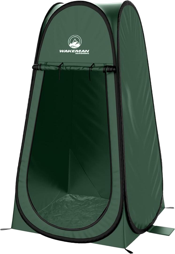 Wakeman Pop Up Changing Tent, 3.3 x 3.3 x 6.2ft, Camping Shower Tent for Portable Toilet Stall or Dressing Room with Carry Bag for Camping, Beach, or Tailgate, Polyester (Green)