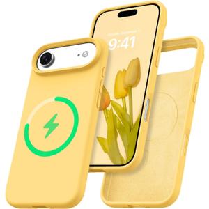 BENTOBEN Magnetic for iPhone Air Case with Magsafe, Liquid Silicone Phone Case iPhone 17 Air Shockproof Gel Rubber Soft Bumper Microfiber Lining Protective Cover Cases for iPhone Air 6.5" 2025, Yellow