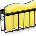 Kitchen Sink Sponge Holder, Kitchen Sink Caddy, Sponge Holder for Kitchen Sink Suction, Dish Soap Holder (Black)