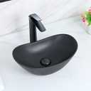 Davivy 16.9"x10.4" Matte Black Oval Vessel Sink with Pop Up Drain,Bathroom Sinks above Counter,Matte Black Ceramic Vessel Sinks,Oval Counter Top Vessel Sinks for Bathrooms