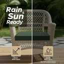 Outdoor Chair Cushions, Fade-Resistant & Water-Resistant, D Shaped Patio Furniture Seat Chair Pads Replacement with Ties, Non-Slip Bottom, Removable Cover, Set of 6, 18.5 x 16 Inch, Olive Green