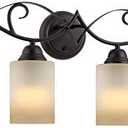 Kira Home Villa 31" Traditional 4-Light Vanity/Bathroom Light + Amber Frosted Glass Shades, Oil Rubbed Bronze Finish