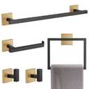 YACVCL Towel Bar Set, 5-Piece Black and Gold Bathroom Hardware Set, Black&Gold Bathroom Accessories Set, SUS304 Stainless Steel 23.6 Inch Towel Holder Towel Racks Set Wall Mounted
