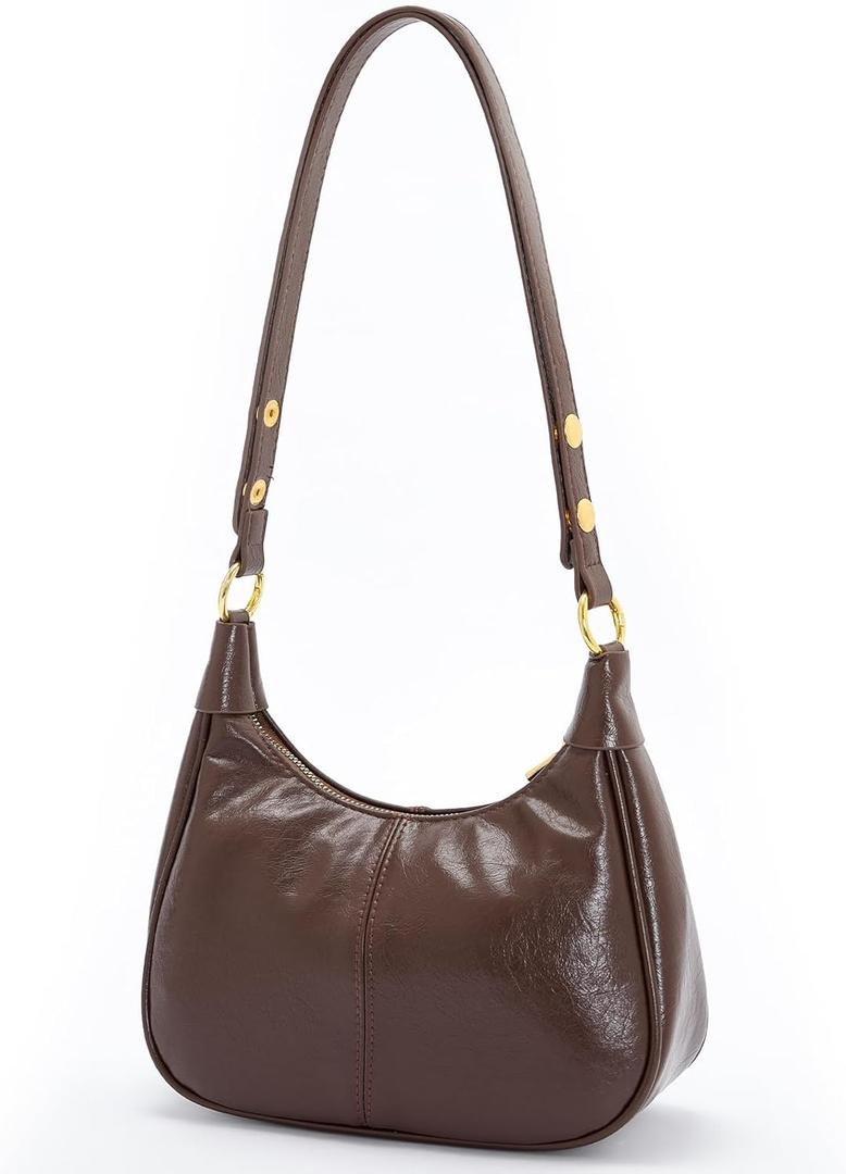 Shoulder Bags for Women Small Hobo Bags Crescent Shaped Cute Retro Tote Handbag Mini Clutch Purse with Zipper Closure