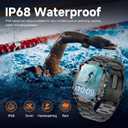 Smart Watch for Men Military Answer/Make Call 2.01 Display 170+ Sports Modes Fitness Smart Watch IP68 Waterproof 30 Days Standby Smartwatch for Android iOS Black (2 Straps)