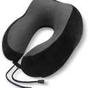 1pc U Travel Memory Cotton Pillow NeckMotor Cars and Aeroplanes NapMagnetic Fabric Ushaped(Black)