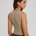 ODODOS Seamless Square Neck Tank for Women Ribbed Soft Sleeveless Longline Crop Tops Size Large