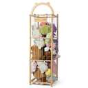 Stuffed Animal Storage, Vertical Stuffed Animal Holder with Thicker Elastic Band, Solid Wood Plushies Storage Decoration and Space Saving for Playroom, Kids Bedroom, Nursery Room. 57"(4.7ft), Natural Pine Wood 