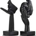 6.5" H Black Art Thinker Figurines 2 PCS, Abstract Small Statues Home Accent Decor for Shelf, Office Desk, Living Room, Knick Knacks Decorations for Shelves (2 PCS Black)
