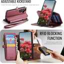 for Samsung Galaxy S26 Wallet Case Magnetic [Compatible with Magsafe] [RFID Blocking Card Holder] [Zipper] [Strap] Detachable Drop-Proof Protective Phone Cases for Galaxy S26-6.3", Burgundy