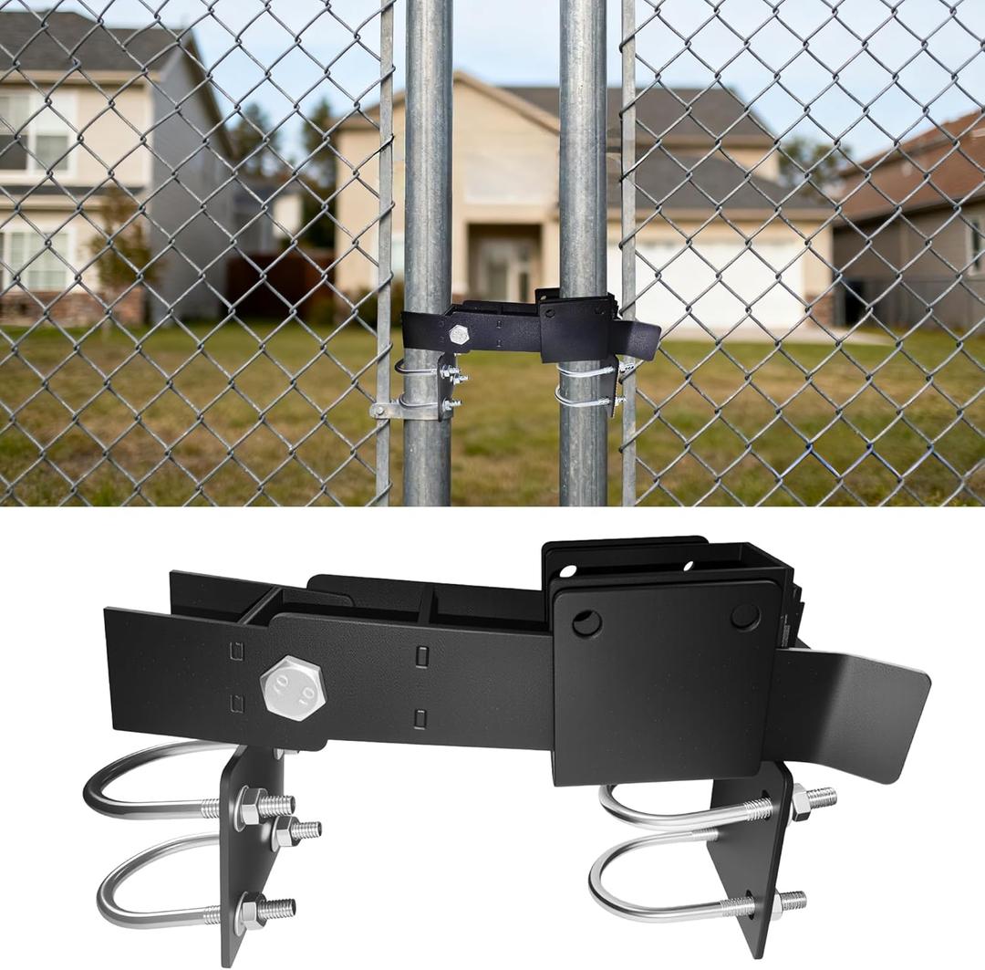 Chain Link Double Gate Latch for 1-3/8 Inch Gate Frames - Strong Arm Design with Padlock Holes,Chain Link Fence Gate Latch for Ranch Fences & Yard Gates