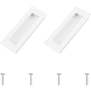 MOROBOR 2 Pack Recessed Finger Flush Pulls, Warm White Rectangular Aluminium Sliding Closet Door Handles for Sliding Door, Cupboard, Drawer, Cabinet