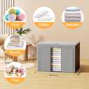 Clothes Storage Bins with Metal Frame, Foldable Clothes Organizers Storage Containers for Clothes, Sheets, Blankets, Pillows and Towels 66L, 3 Pack, Deep Grey