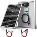 SUNER POWER 24V 20W Solar Battery Charger Maintainer, Built-in Ultra Smart MPPT Charge Controller, Waterproof 20 Watt Solar Panel Trickle Charging Kit for 24Volt AGM, Lead-Acid, Lifepo4 Battery