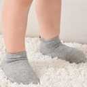Zaples Baby Non Slip Grip Ankle Socks with Non Skid Soles for Infants Toddlers Kids Boys Girls (Gray, XS)