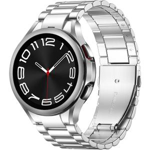 Wepro Silver Metal Strap for Galaxy Watch 7 Band for Samsung Watch 6 Bands 6 Classic 47mm 43mm 5 4 44mm 40mm FE 5 Pro 45mm 4 Classic 46mm 42mm Stainless Steel Men Women 20mm Band Quick Release