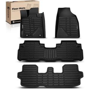 YHTAUTO Floor Mats & Cargo Mat Fit 2008-2013 Toyota Highlander (Not Hybrid), TPE All Weather Car Mats Waterproof Anti-Slip Odorless Floor Liner, Interior Accessories, 1st & 2nd Row & 3 Rows, Set of 4