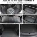 Tesla Model Y Juniper Floor Mats 2026 2025 Full Set All Weather Non-Slip Floor Liner for New Model Y 2025 2026 Cargo Mats and Seat Back Cover Protector-Tesla Model Y Trunk Mat, (25-26) 10PCS For Tesla Model Y