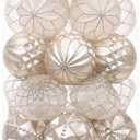 Sea Team 60mm/2.36" Delicate Contrast Color Theme Painting & Glittering Christmas Tree Pendants Decorative Hanging Christmas Baubles Balls Ornaments Set - 30 Pieces (Champagne & Matte)