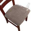 Genina Waterproof Chair Seat Covers Dining Room Chair Covers Stretch Seat Cover for Dinning Room Chair Protector Slipcovers for Kitchen, Hotel (6, Pattern1-Taupe)