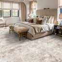 RUUGME 10X14 Abstract Area Rug:Large Washable Living Room Rug Indoor Non Slip Carpet for Bedroom Soft Foldable Stain Resistant Distressed Thin Rug for Dining Room Kitchen 10X14 Brick/Brown/Beige