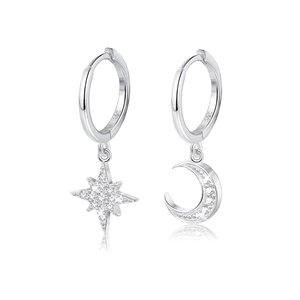 MILACOLATO 925 Sterling Silver Hoop Earrings for Women 18K Gold Silver Plated Drop Dangle Hoop Earrings with Charms Cross Spike Moon Star Paperclip Link Statement Earrings Convertible Link Huggie Earrings Hypoallergenic