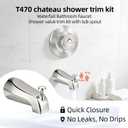 Shower Trim Kit with Tub Spout, Compatible with Moen Chateau T470 Single Handle Tub/Shower Standard Valve, for Moen 1225 Trim Kit, Includes Escutcheon, Tubes, Shower handle and Screws (Brushed Nickel)