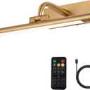 LED Picture Light Fixtures 12" Modern Wireless Gallery Lights Rechargeable Battery Wall Lighting for Paintings Gold 3 Colors Paintings Light Dimmable and Timer Art Lamp for Display Artwork Dashboard (11.81IN)