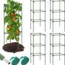 Megidok 5 Pack Tall Square Tomato Cages for Garden, 47" Heavy Duty Tomato Trellis for Raised Garden Bed, Tomato Cages Plant Stakes for Climbing Vegetables Plants Fruits with 33ft Ties