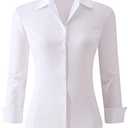 Esabel.C Womens Button Down Shirts Long Sleeve Regular Fit Stretch Work Blouse. M