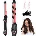 Rotating Curling Iron - 1 Inch Automatic Curling Iron for Fast Long-Lasting Curler Waves, Dual Voltage Automatic Hair Curler with Adjustable Temp and LCD Display for Effortless Beach Waves, Rose Gold