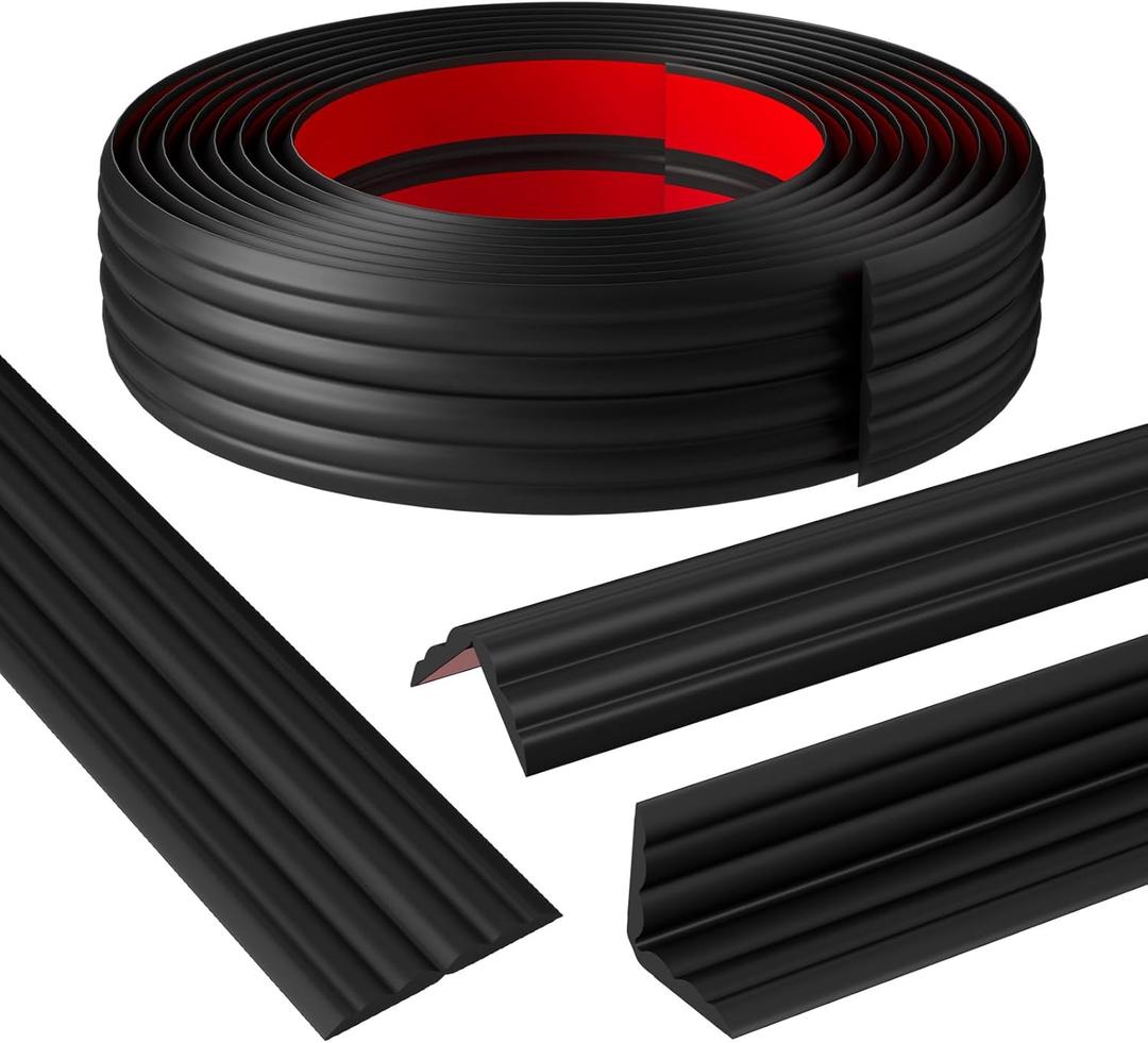 Elvone Wall Corner Protector & Edge GuardPeel and Stick Wall Trim Moulding Inside & Outside Corner Molding Trim Caulk Strip, Self Adhesive Trim for Wall Edge,Ceiling,Countertop, 1.6 W x40 LBlack