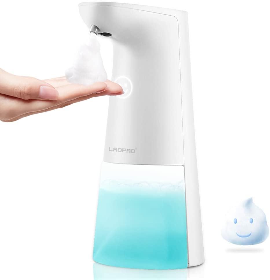 LAOPAO Automatic Hands Free Foaming Soap Dispenser, 240ml Countertop Touchless Soap Pump for Bathroom Kitchen Xmas Gift (White)