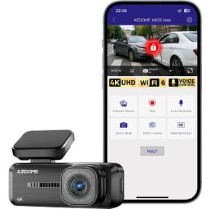 AZDOME 4K Dash Cam Front, Voice Control Dash Camera for Cars, WiFi 6 Mini Dashcam with APP Live Chat Support, Car Camera, Loop Recording, G-Sensor, 24H Parking Mode, Support 256GB Max Easy to Install