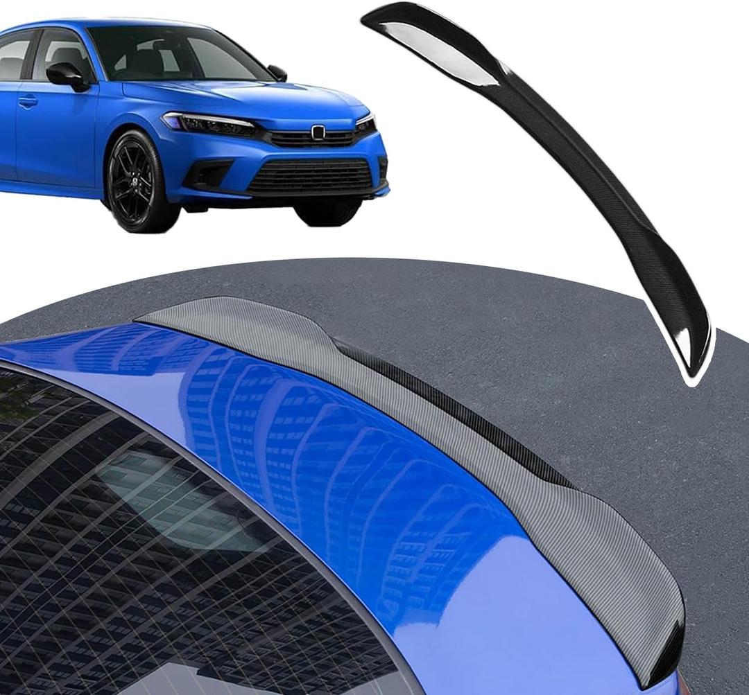 Glossy Black Rear Spoiler Wing Precision-Fit for 2022-2025 Honda Civic Sedan No-Drill Installation Durable ABS Sporty Aerodynamic Trunk Lip Spoiler (Sedan, Carbon Fiber)