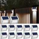 JSOT Solar Fence Lights - 12 Pack Solar Outdoor Light Deck Lights Waterproof Outside Lighting for Garden Backyard Patio Yard Stair Step Wall Railing Post, Cool Light