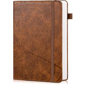 CAGIE Lined Journal for Men Women, Tree Growth Ring Leather Bound Journal Notebook, 256 Pages 100 GSM Journals for Writing, A5 Hardcover Journaling Notebooks for Work, Note Taking