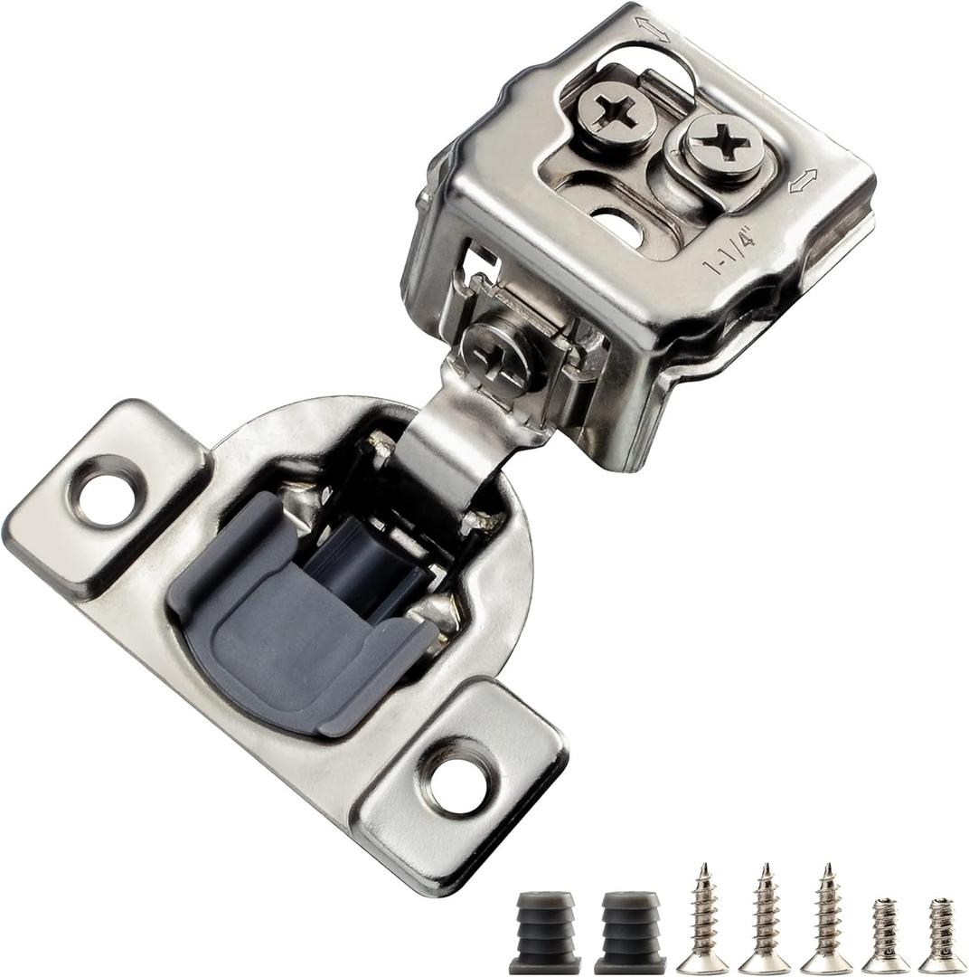 20 Pack 1 1/4" Overlay 3D Soft Close Hinges for Face Frame Kitchen Cabinet, 3 Way Adjustability, Quiet Self Closing Door, 105 Degree