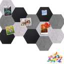 Gute 12 Pcs Hexagon Felt Bulletin Board Tiles Self Adhesive, Black Gray White Felt Cork Board for Wall Decor, Pin Board for Home Office School Memos Photos Notes Display
