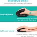 Ergonomic Mouse, LEKVEY Vertical Wireless Mouse - Rechargeable 2.4G Optical Vertical Mice : 3 Adjustable DPI 800/1200/1600 Levels 6 Buttons, for Laptop, Mac, PC, Computer, Desktop, Notebook etc, Black