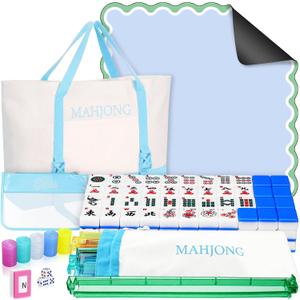 179 Pcs Complete American Mahjong Tiles Set with Bags, Blue Canvas