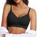 OEAK Women's Wireless Bras Comfortable Push Up Bra No Underwire Bra Full Support Lift Bralette Everyday Seamless T-shirt Bras Black M