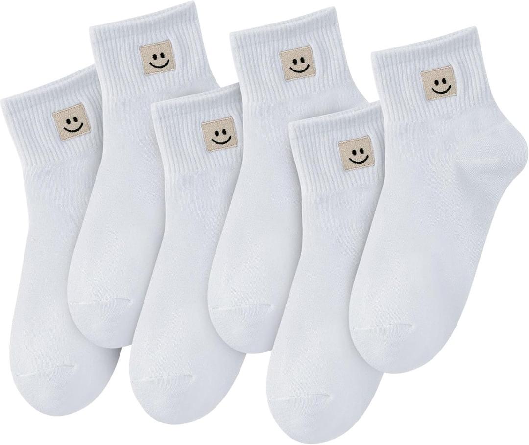 Women Ankle Socks Cute: 6/10 Pairs Funny Smile Face Gifts Socks - Cotton Sock for Low Cut Shoes
