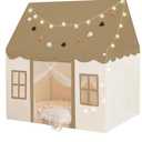 Play Tent with Mat, Star Light Large Kids Playhouse with Windows Easy to Wash, Indoor and Outdoor Play Tents for Kids, Little Dove Toys for Girls, Boys, 47x40x52 (Brown Playhouse, Large Size)