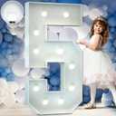 IMPRSV 4FT Light Up Marquee Numbers for Party, Cool White Big Marquee Numbers for 5th 15th 25th 50th Birthday & Anniversary Decor (Number 5, 4FT White)